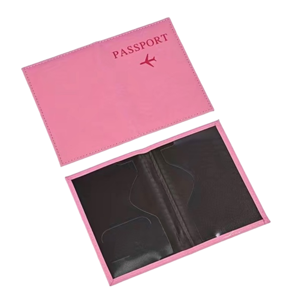 Casual PU Passport Holder Solid Color Cover & Faux Leather Organizer